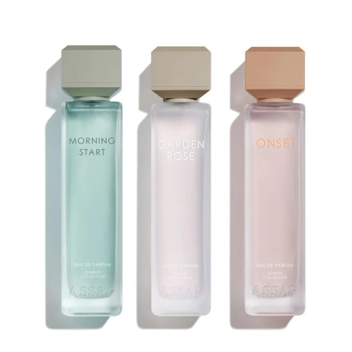 9f0ee2bf-8b8c-4503-aff0-f90de26361c2 סט אסאף בוקר - Assaf Miss Collection 200ML Mornign Start + 200ML Garden Rose + 200ML Onset – תמונה 1